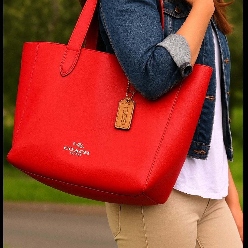 Coach Derby Large Tote Bag Red - Picture 3 of 16